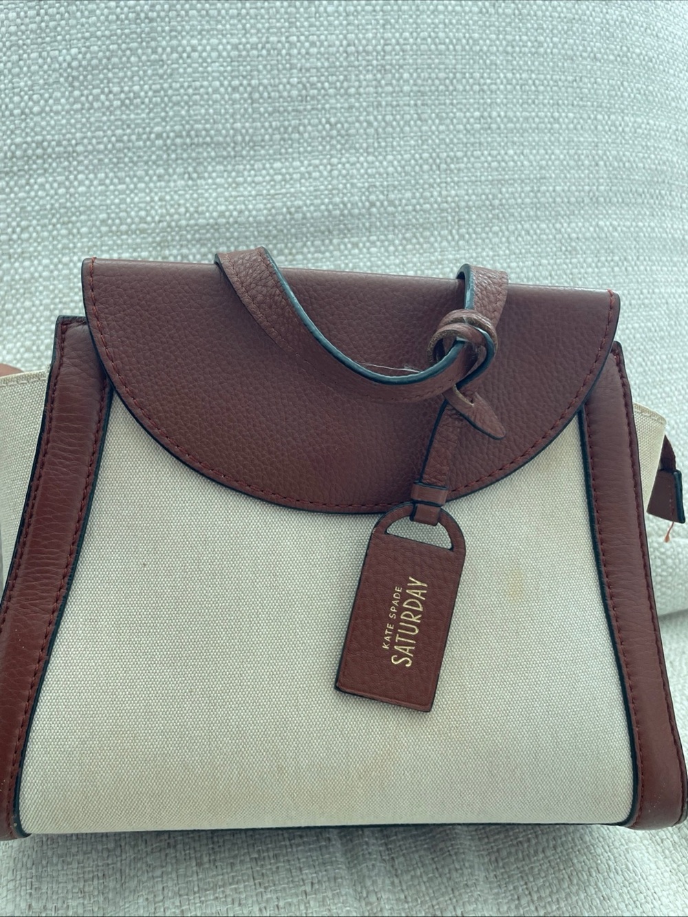 kate spade Saturday Beige Canvas and Brown Leather Crossbody Bag
